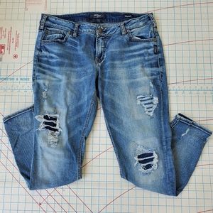 Silver Jeans Denimotion Girlfriend  Skinny Slim Women's 33x27.5 Actual 36x29